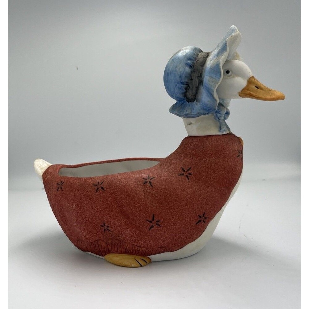 Vintage Duck Planter w/ Bonnet Ceramic Vase Cottagecore Farmhouse Decor Jemima